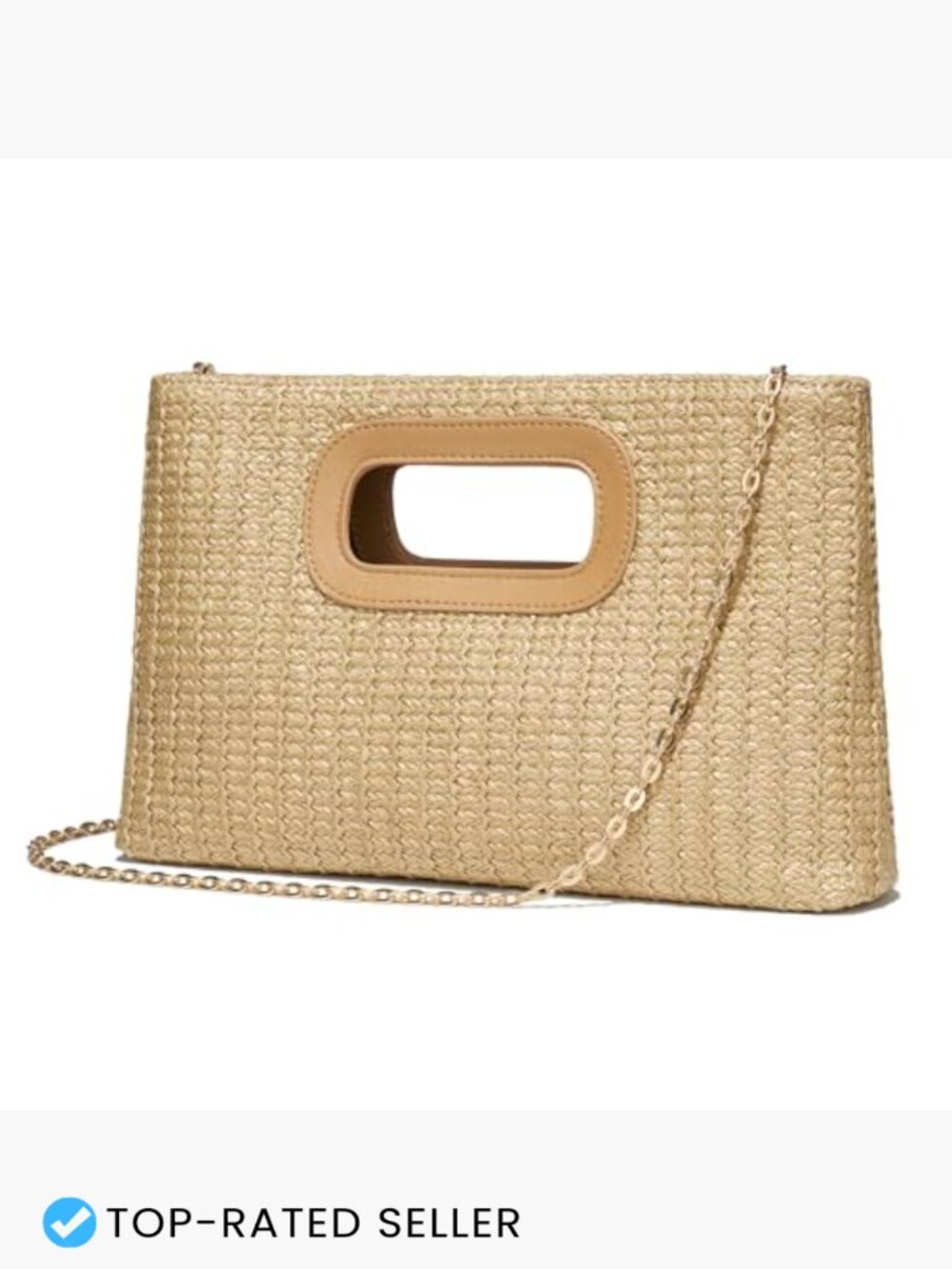 Straw Clutch Bag Summer Woven Handbag Vacation Beach Bag Top Handle - Picture 3 of 7